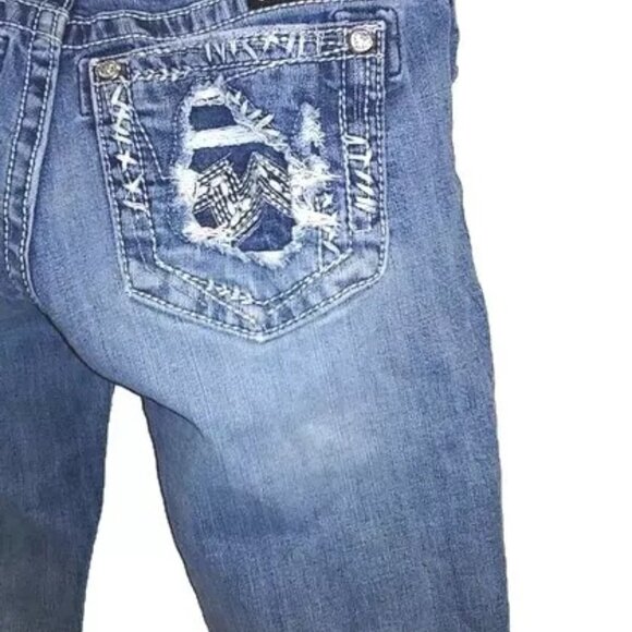 Euc Miss Me Jeans Mid-Rise Distressed Cuffed Skinny Size 24 - Picture 5 of 5
